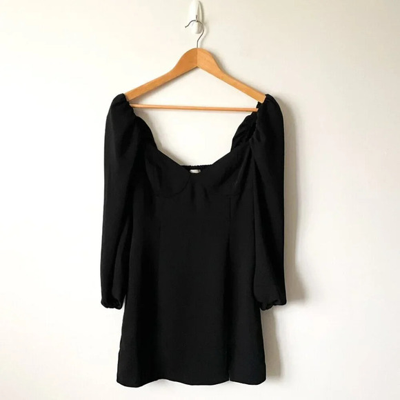 Aritzia Wilfred Novella Dress Long Sleeve Sweetheart Neck Black Size 6 - Picture 3 of 7